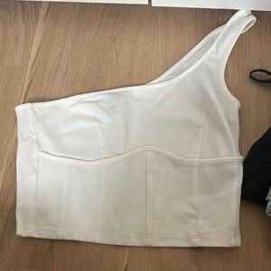 White One-Shoulder Crop Top